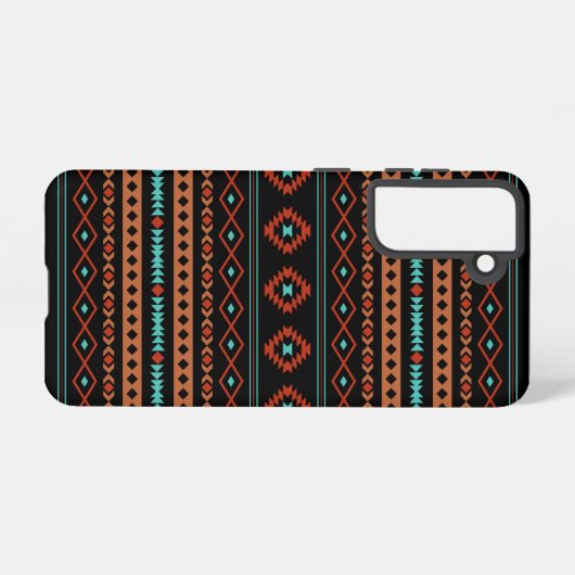 Aztec Rusts Blauwgroen zwarte gemengde motieven Samsung Galaxy Hoesje (Achterkant horizontaal)