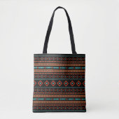 Aztec Rusts Blauwgroen zwarte gemengde motieven Tote Bag (Voorkant)