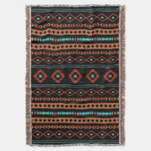 Aztec Rusts Blauwgroen zwarte gemengde motieven V- Deken (Voorkant Verticaal)