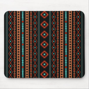 Aztec Rusts Blauwgroen zwarte gemengde motieven V- Muismat