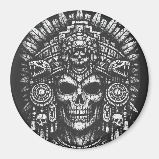 Aztec Schedel Hoofdband door BurnsInHell Magneet (Voorkant)