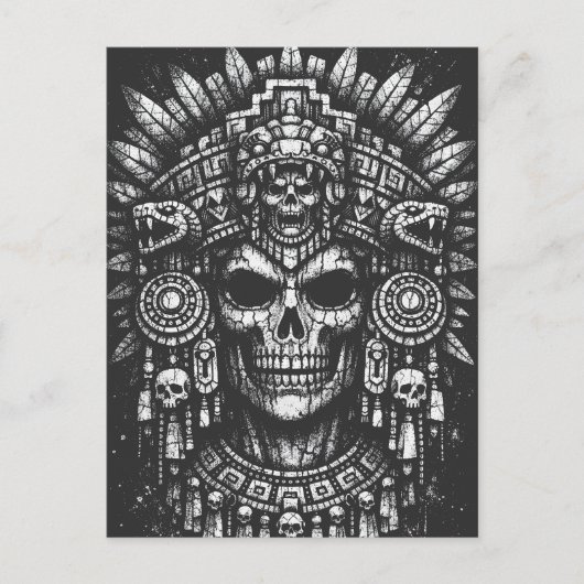 Aztec Schedel Hoofddeksel door BurnsInHell Briefkaart (Voorkant)
