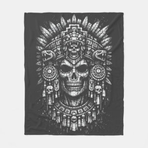 Aztec Schedel Hoofddeksel door BurnsInHell Fleece Deken