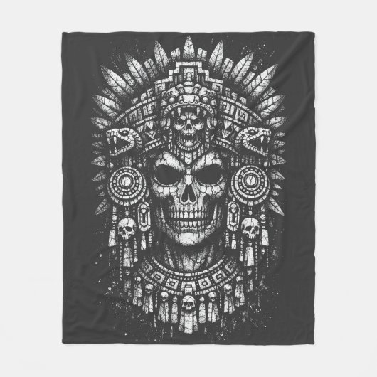 Aztec Schedel Hoofddeksel door BurnsInHell Fleece Deken (Voorkant)