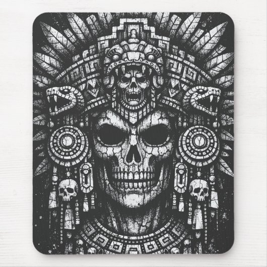 Aztec Schedel Hoofddeksel door BurnsInHell Muismat (Voorkant)