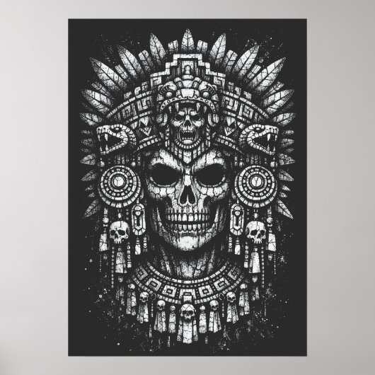 Aztec Schedel Hoofddeksel door BurnsInHell Poster (Voorkant)
