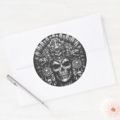 Aztec Schedel Hoofddeksel door BurnsInHell Ronde Sticker (Envelop)