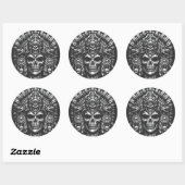 Aztec Schedel Hoofddeksel door BurnsInHell Ronde Sticker (Vel)