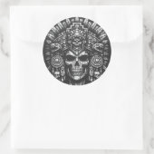 Aztec Schedel Hoofddeksel door BurnsInHell Ronde Sticker (Tas)