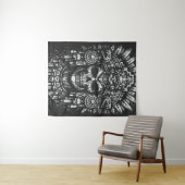 Aztec Schedel Hoofddeksel door BurnsInHell Wandkleed (In Situ (horizontaal))