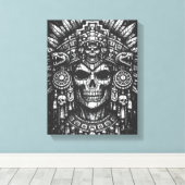 Aztec Schedel Hoofdtooi door BurnsInHell Canvas Afdruk (Insitu (Houten vloer))