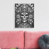 Aztec Schedel Hoofdtooi door BurnsInHell Canvas Afdruk (Insitu (Woonkamer))