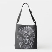 Aztec Schedel Hoofdtooi door BurnsInHell Crossbody Tas (Achterkant)