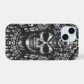 Aztec Schedel Hoofdtooi door BurnsInHell iPhone 15 Case (Achterkant horizontaal)
