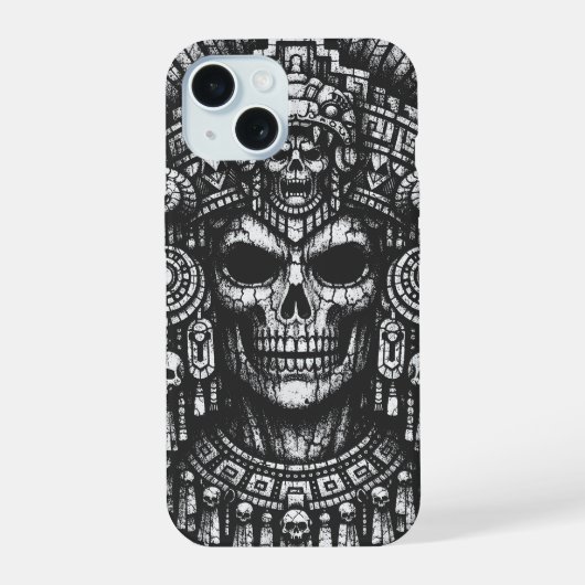 Aztec Schedel Hoofdtooi door BurnsInHell iPhone 15 Case (Achterkant)