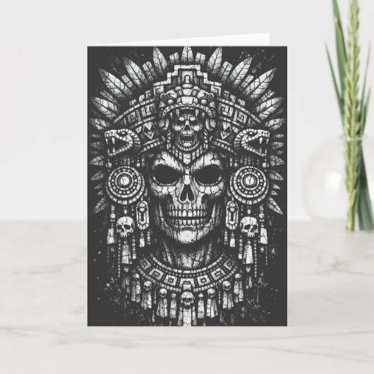 Aztec Schedel Hoofdtooi door BurnsInHell Kaart (Voorkant)