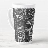Aztec Schedel Hoofdtooi door BurnsInHell Latte Mok (Linkerhoek)