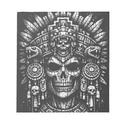Aztec Schedel Hoofdtooi door BurnsInHell Notitieblok (Voorkant)
