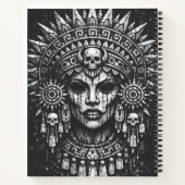 Aztec Schedel Hoofdtooi door BurnsInHell Notitieboek (Achterkant)
