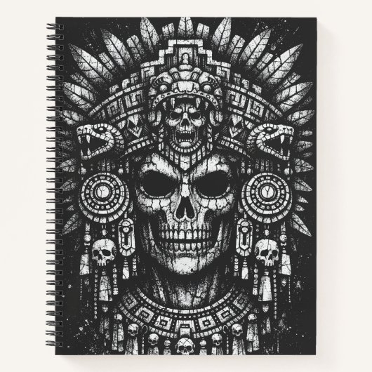 Aztec Schedel Hoofdtooi door BurnsInHell Notitieboek (Voorkant)