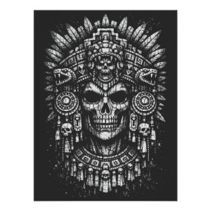 Aztec Schedel Hoofdtooi door BurnsInHell Perfect Poster
