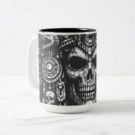 Aztec Schedel Hoofdtooi door BurnsInHell Tweekleurige Koffiemok