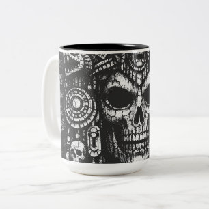 Aztec Schedel Hoofdtooi door BurnsInHell Tweekleurige Koffiemok