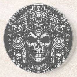 Aztec Schedel Hoofdtooi door BurnsInHell Zandsteen Onderzetter