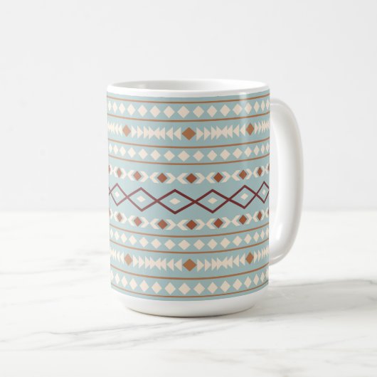 Aztec Shapes Big Pattern Rusts Cream Blauwgroen-Bl Koffiemok (Voorkant rechts)