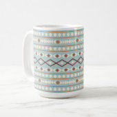 Aztec Shapes Big Pattern Rusts Cream Blauwgroen-Bl Koffiemok (Voorkant links)