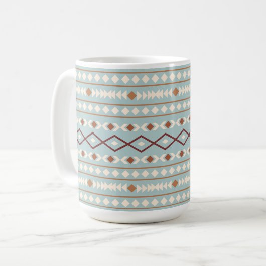 Aztec Shapes Big Pattern Rusts Cream Blauwgroen-Bl Koffiemok (Voorkant links)