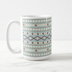 Aztec Shapes Big Pattern Rusts Cream Blauwgroen-Bl Koffiemok