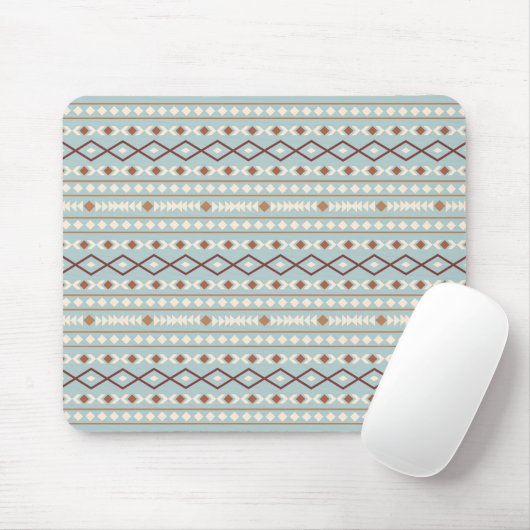Aztec Shapes H Pattern Rusts Cream Blauwgroen-Blue Muismat (Met muis)