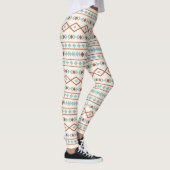 Aztec Shapes LG Pattern Rust Blauwgroen Cream Leggings (Rechts)