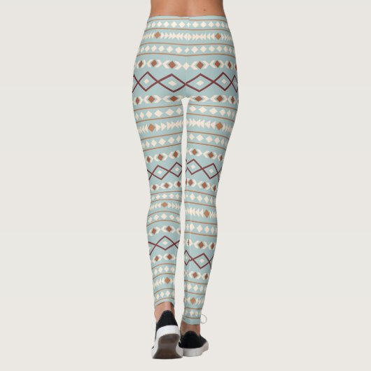 Aztec Shapes LG Pattern Rusts Cream Blauwgroen-Blu Leggings (Achterkant)