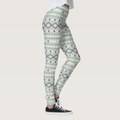 Aztec Shapes LG Pattern Rusts Cream Blauwgroen-Blu Leggings (Rechts)