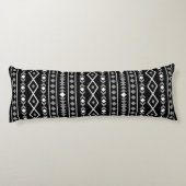 Aztec Shapes LG V Patroon Grijs Wit Zwart Lichaamskussen (Achterkant)
