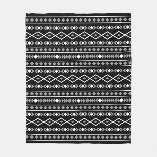 Aztec Shapes Patroon Grijs Wit Zwart Fleece Deken (Voorkant)