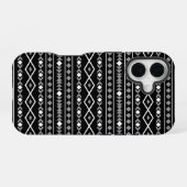 Aztec Shapes Patroon Grijs Wit Zwart iPhone 16 Hoesje (Achterkant horizontaal)