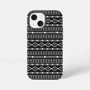 Aztec Shapes Patroon Grijs Wit Zwart iPhone 13 Mini Hoesje