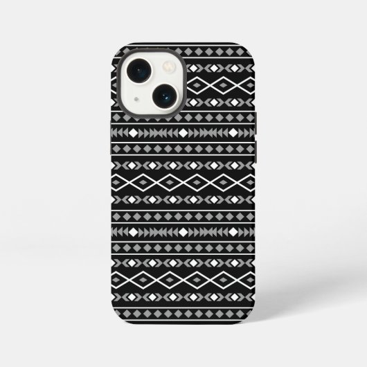 Aztec Shapes Patroon Grijs Wit Zwart iPhone Hoesje (Achterkant)