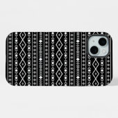 Aztec Shapes Patroon Grijs Wit Zwart iPhone Hoesje (Achterkant horizontaal)