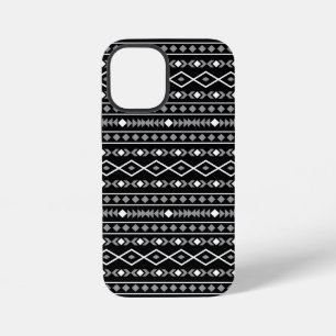 Aztec Shapes Patroon Grijs Wit Zwart iPhone 12 Mini Hoesje