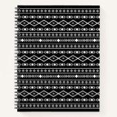 Aztec Shapes Patroon Grijs Wit Zwart Notitieboek (Voorkant)
