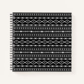 Aztec Shapes Patroon Grijs Wit Zwart Notitieboek (Voorkant)