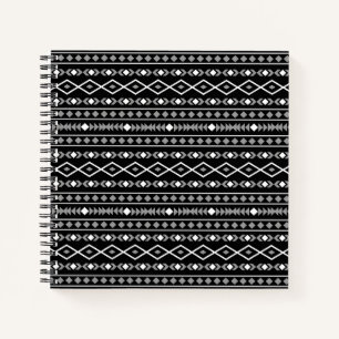 Aztec Shapes Patroon Grijs Wit Zwart Notitieboek