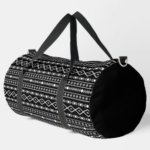 Aztec Shapes Patroon Grijs Wit Zwart Plunjezak