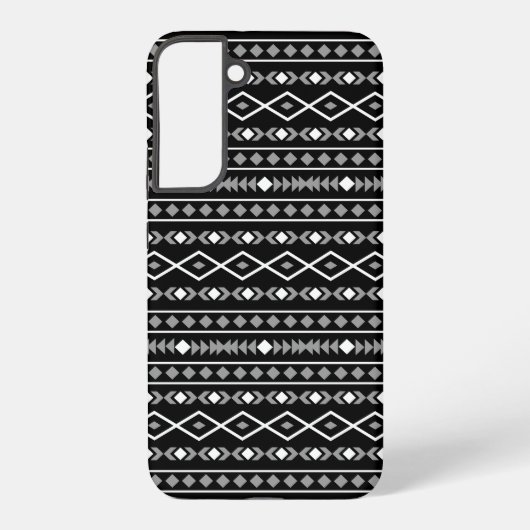 Aztec Shapes Patroon Grijs Wit Zwart Samsung Galaxy Hoesje (Achterkant)