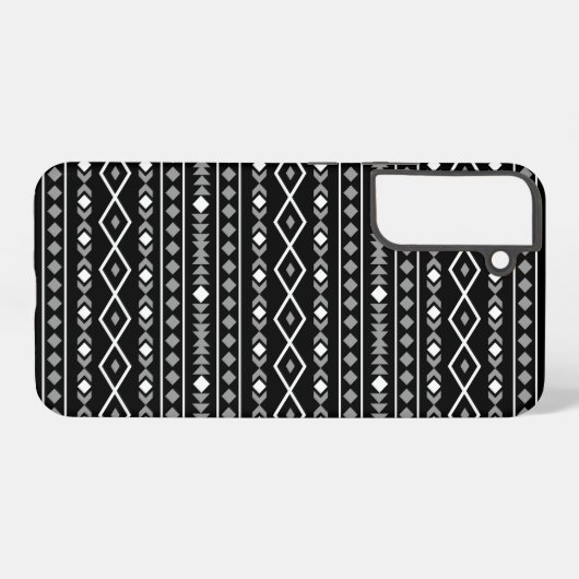 Aztec Shapes Patroon Grijs Wit Zwart Samsung Galaxy Hoesje (Achterkant horizontaal)