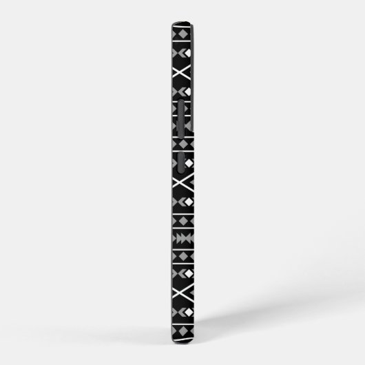 Aztec Shapes Patroon Grijs Wit Zwart Samsung Galaxy Hoesje (Rechterkant)